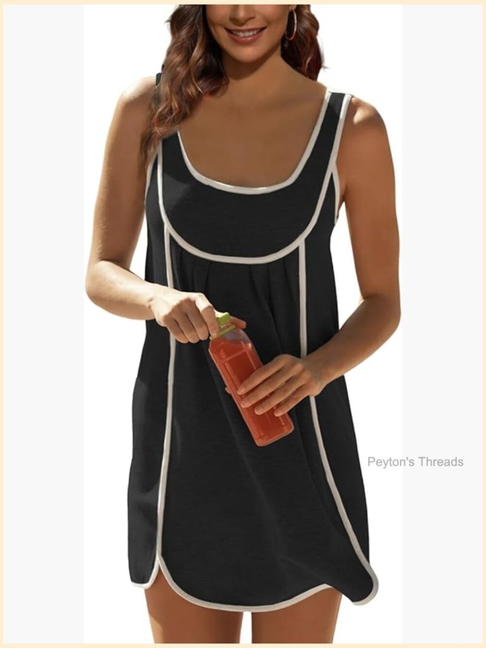 Athlisan Sleeveless Mini Dress - Lightweight Cotton Spandex, Crew Neck, Pleated